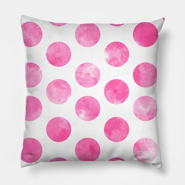 Pink Polka Dots Pattern Watercolor Abstract Cute  Girly Pretty Trendy Design Pillow by anijnas