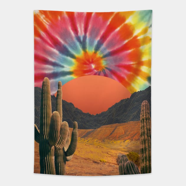 Tie Dye Hippie Desert Cactus Saguaro Tapestry by Souls.Print