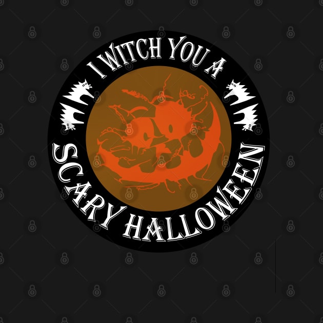 I Witch You a Scary Halloween Orange Spooky Creepy Smile by K0tK0tu