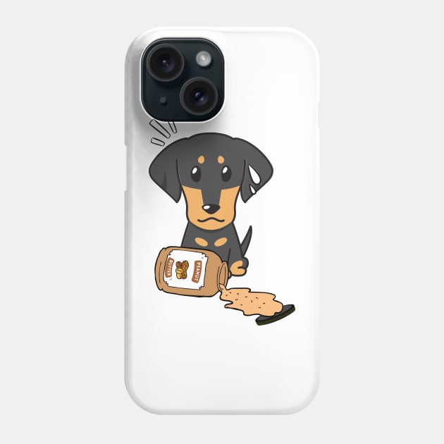 Cute Dachshund spilled a jar of peanut butter Phone Case by Pet Station