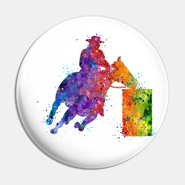 Barrel Racer Boy Colorful Watercolor Pin by LotusGifts