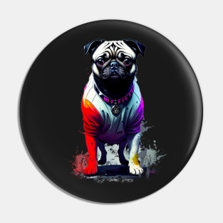 Hip Hop Punk Pug in Leather Jacket Pin