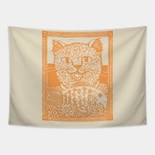 Gone Fishing Cat Tapestry