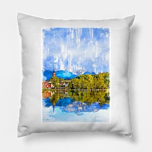 Lake In Switzerland. For Nature Lovers. Pillow