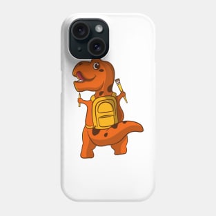 cartoon cute little dinosaur illustration design carrying bag holding pencil and brush Phone Case