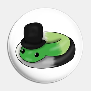 Aromantic Snake in a top hat Pin