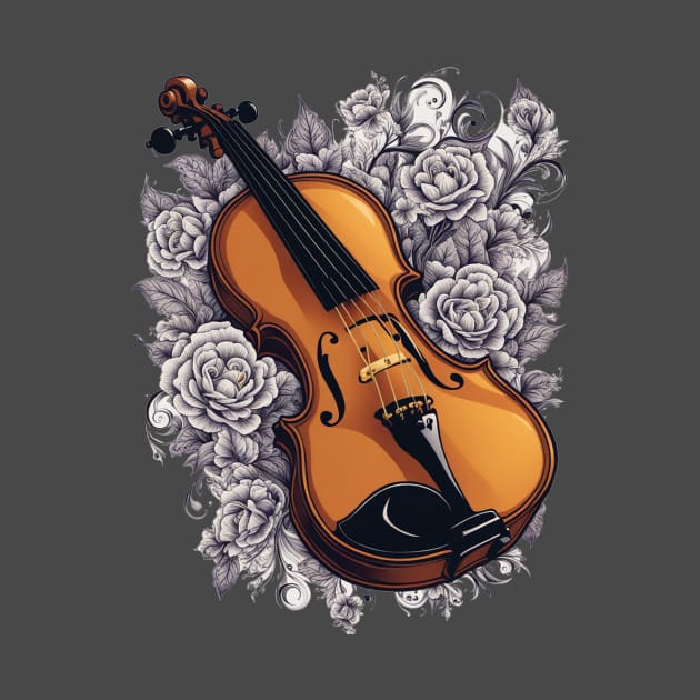 Beautiful violin with roses by Edgi