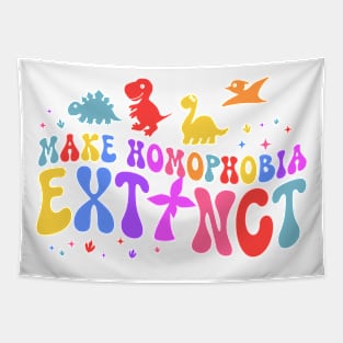 Make Homophobia Extinct Gay Pride Trans LGBTQ Rainbow Allysaurus Dinosaur Gift For Men Women Tapestry