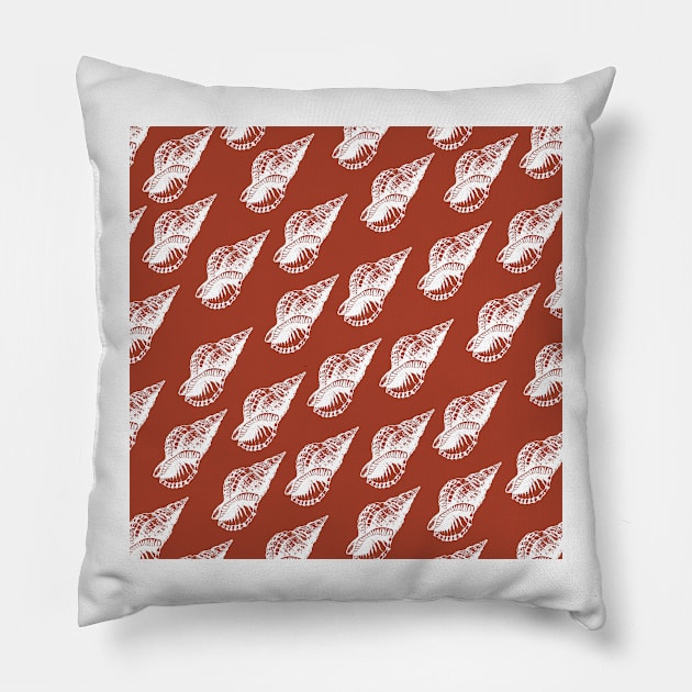 tulip shell aloha print pattern dusty orange and white Pillow by maplunk