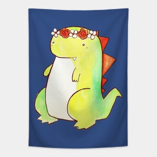 Flower Crown Watercolor Dino Tapestry