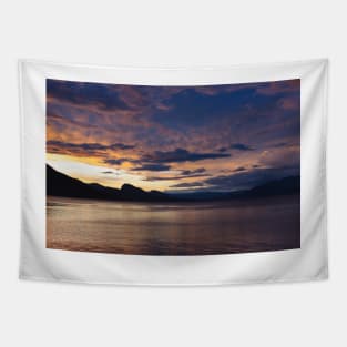 Vibrant Sunset Sky View of Okanagan Lake and Mountains in Summer Tapestry