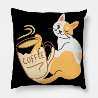 Cat And Coffee Tee Pillow