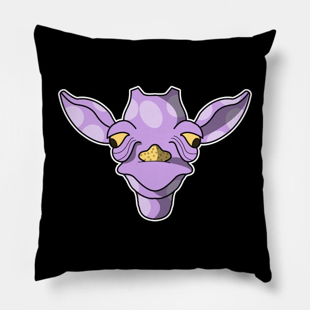 cute purple baby giraffe face Pillow by dwalikur