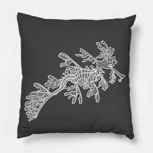 Leafy Seadragon - super cute detailed seadragon drawing Pillow