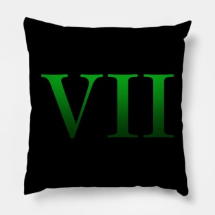 Green Roman Numeral 7 VII Pillow