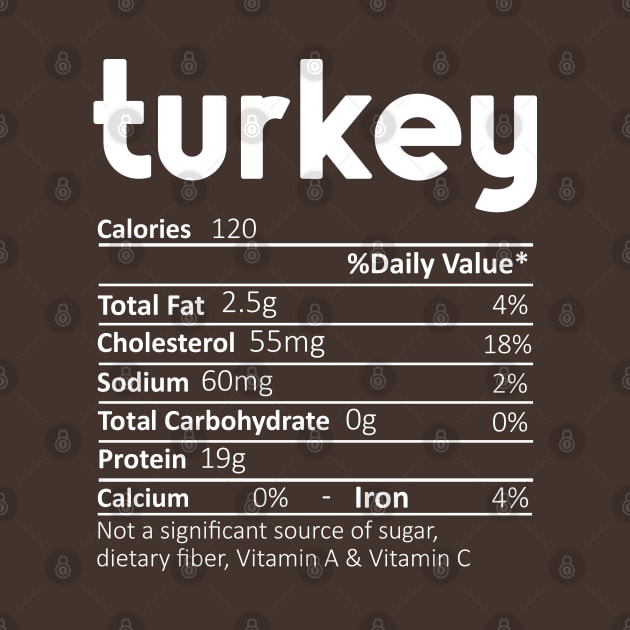 Turkey Nutrition Facts Funny Thanksgiving Christmas by DragonTees