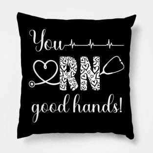 You RN Good Hands! [white with hearts] Pillow