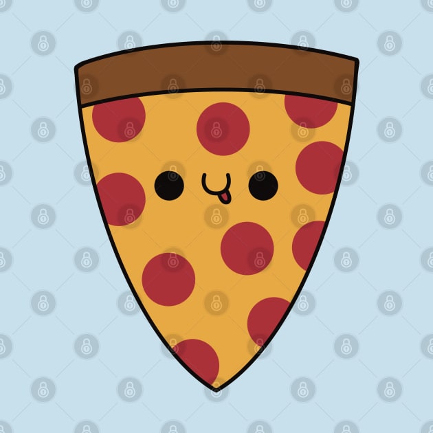 Cute Slice Of Pepperoni Pizza - Kawaii Pepperoni Pizza by KawaiiByDice