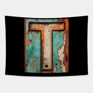 Rusty Letter T Antique Monogram Letter T Initial Alphabet Tapestry