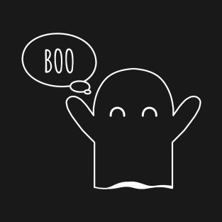 Cute Spooky Ghost saying BOO minimal design T-Shirt