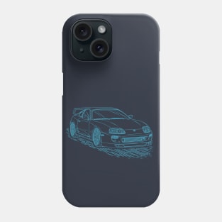 Toyota Supra MK4 Lineart Blueprint Phone Case