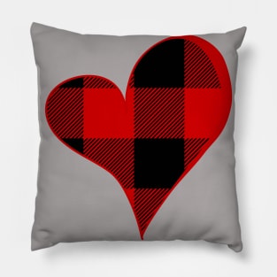 Simple Large Buffalo Plaid Heart Pillow