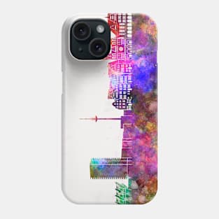 Bremen skyline in watercolor background Phone Case