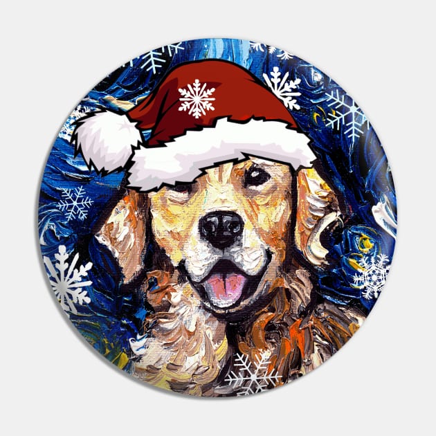 Golden Retriever Santa Pin by sagittariusgallery