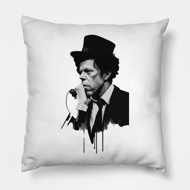 Tom Waits icon Pillow by Moulezitouna