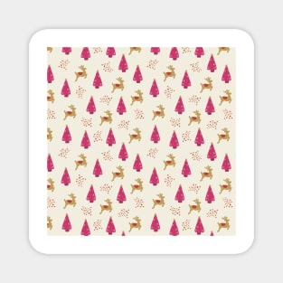 Reindeer and Christmas Trees Magnet