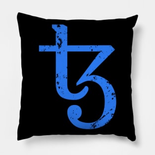 Tezos Cryptocurrency XTZ Crypto Distressed Pillow