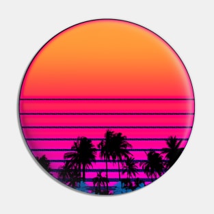 80s Vaporwave Palm Trees Sunset Pin