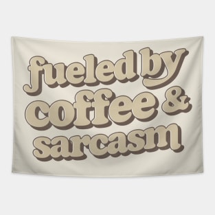 Powered By Coffee & Sarcasm - Retro Typography Design Tapestry