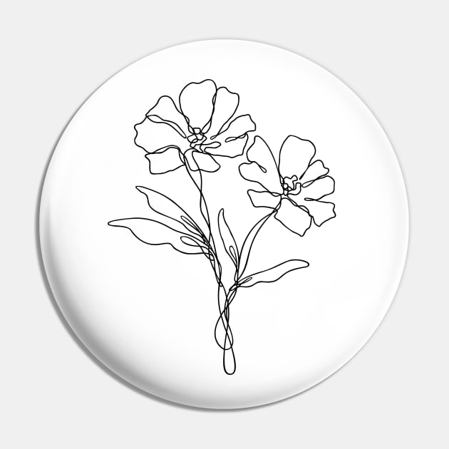 Wildflower Line Art | Floral Botanical Minimalist Lineart Pin by RachelFCreative