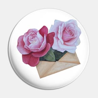 Pink rose with love letter Pin