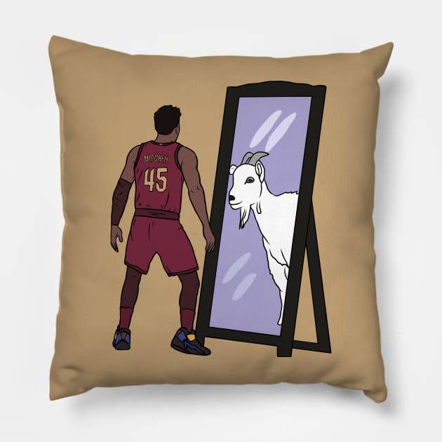 Donovan Mitchell Mirror GOAT (Cleveland) Pillow by rattraptees