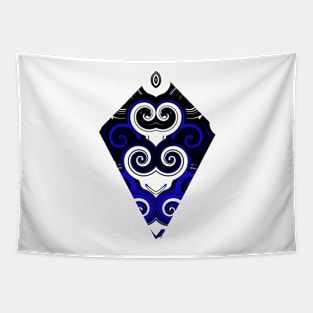 Diamond and curls dark blue Tapestry