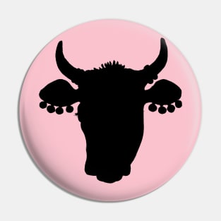 Black Cow Head Silhouette Pin