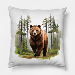 Brown Bear Forest Pillow