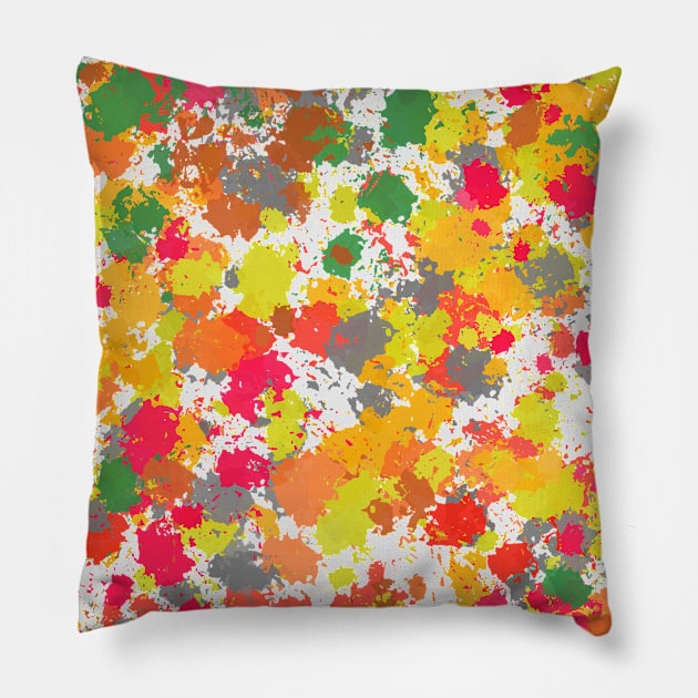 Colorful splatter Ink paint Pillow by Lantzden