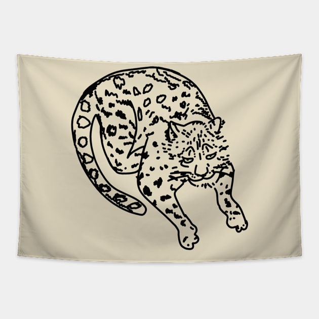 Snow Leopard Outline Tapestry by Annelie