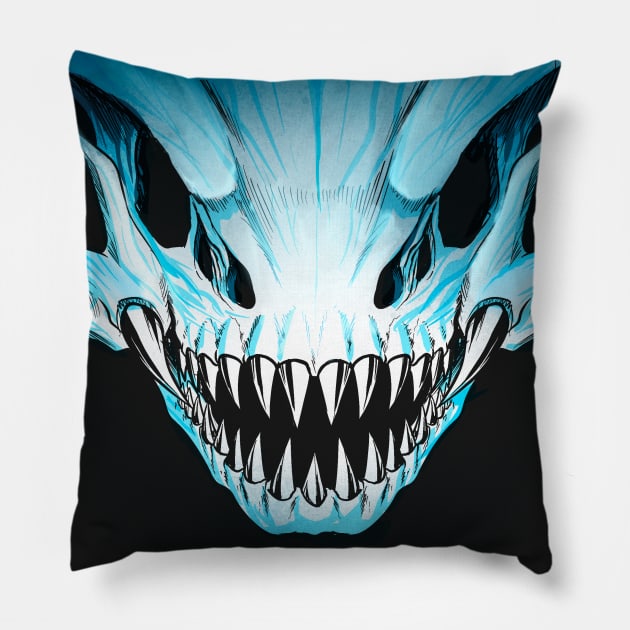 White dragon skull mask Pillow by slifertheskydragon