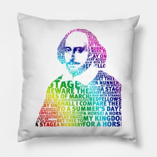 shakespeare rainbow design no white surround background Pillow