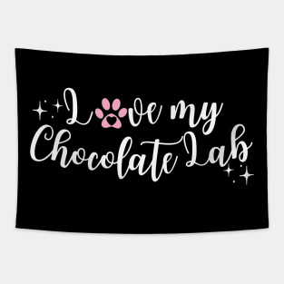 Black i love my chocolate lab Tapestry