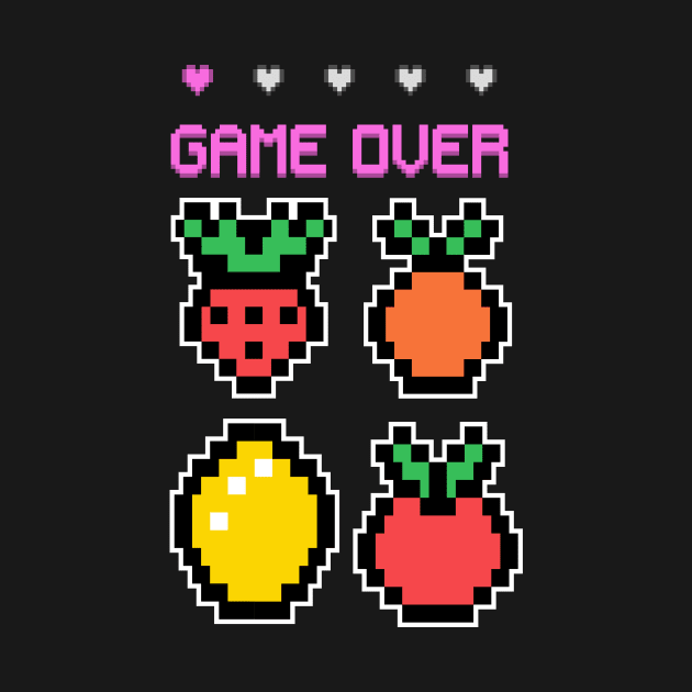 Game Over, Funny Fruity Apple, Lemon, Strawberry, Carrot by Gifty Love