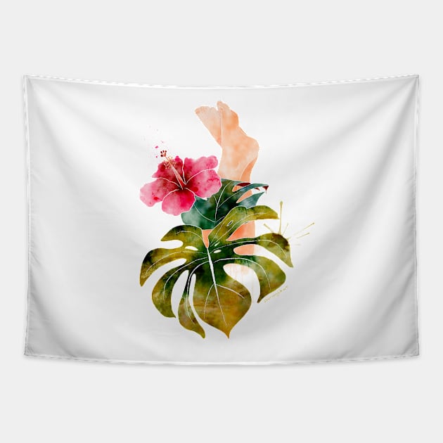 Relaxing Tropical Spa Watercolor Tapestry by venglehart