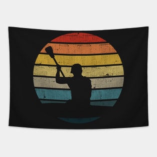 Canoeing Silhouette On A Distressed Retro Sunset product Tapestry