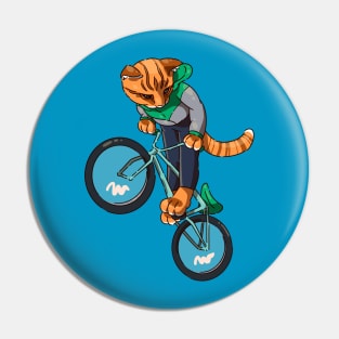 cat cyclist Pin