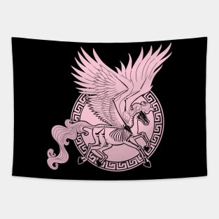 Greek Pegasus (pastel pink with background) Tapestry