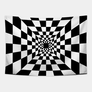 Psychedelic tunnel. Optical illusion. Black and white. Tapestry